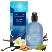 Pacifica Silver Moon front bottle showing elegant design and cozy vanilla warmth