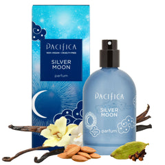 Pacifica Silver Moon front bottle showing elegant design and cozy vanilla warmth