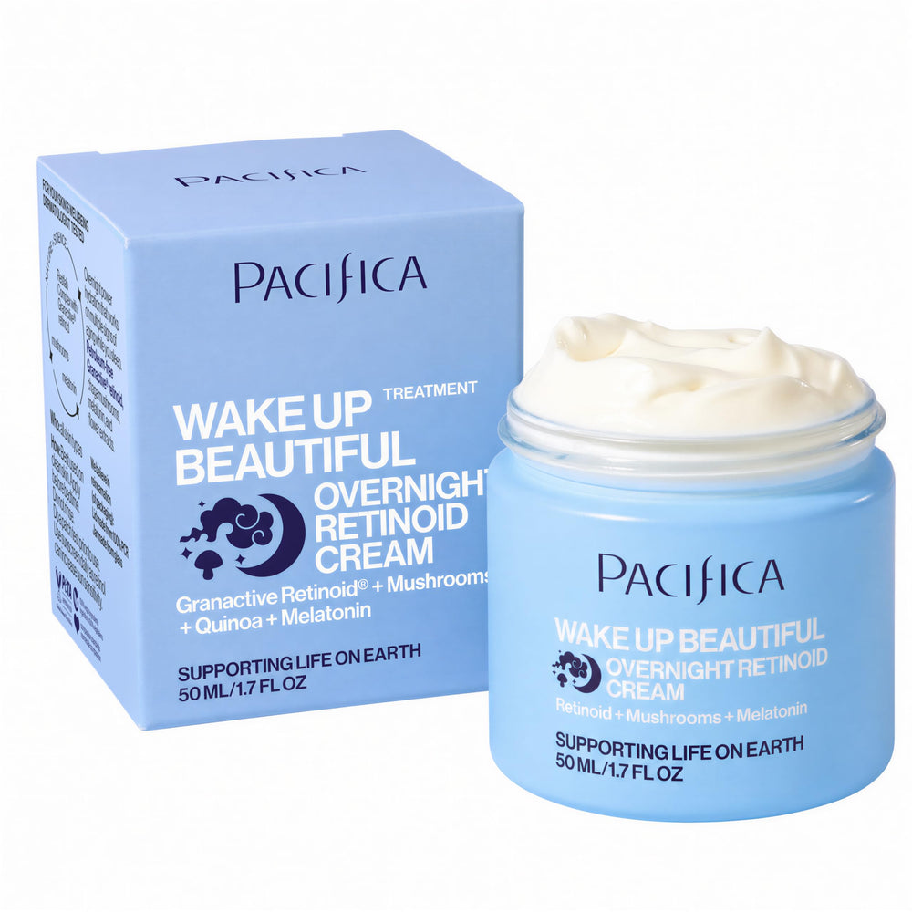 Pacifica front jar shot showing product branding and elegant packaging benefit: clear identification