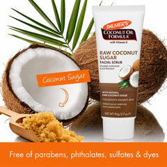 Palmer's scrub next to coin for scale, illustrates compact 3.17 oz travel-friendly size