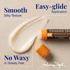 Panama Jack close-up balm texture highlighting smooth glide and moisturizing finish