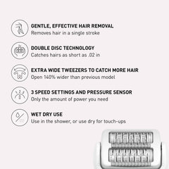 Panasonic epilator being used in shower highlighting waterproof wet/dry use