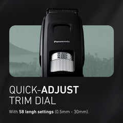 Panasonic comb attachments arranged to show 58 settings and length options