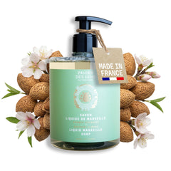 Panier des Sens front packaging showing elegant almond soap and benefit of gentle cleansing