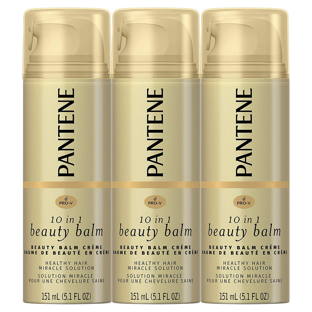 Pantene beauty balm front packaging showing label and volume, adds shine and manageability