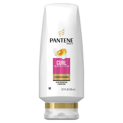 Pantene bottle front label showing Curl Perfection and benefits