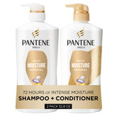 Pantene front packaging showing pump bottles and Rescue Shot for easy daily use