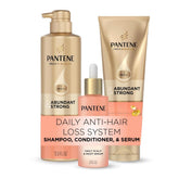 Pantene front packaging showing the full 3-piece regimen and clearer hair appearance
