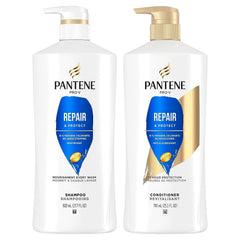 Pantene front packaging showing Repair & Protect set and clear benefits