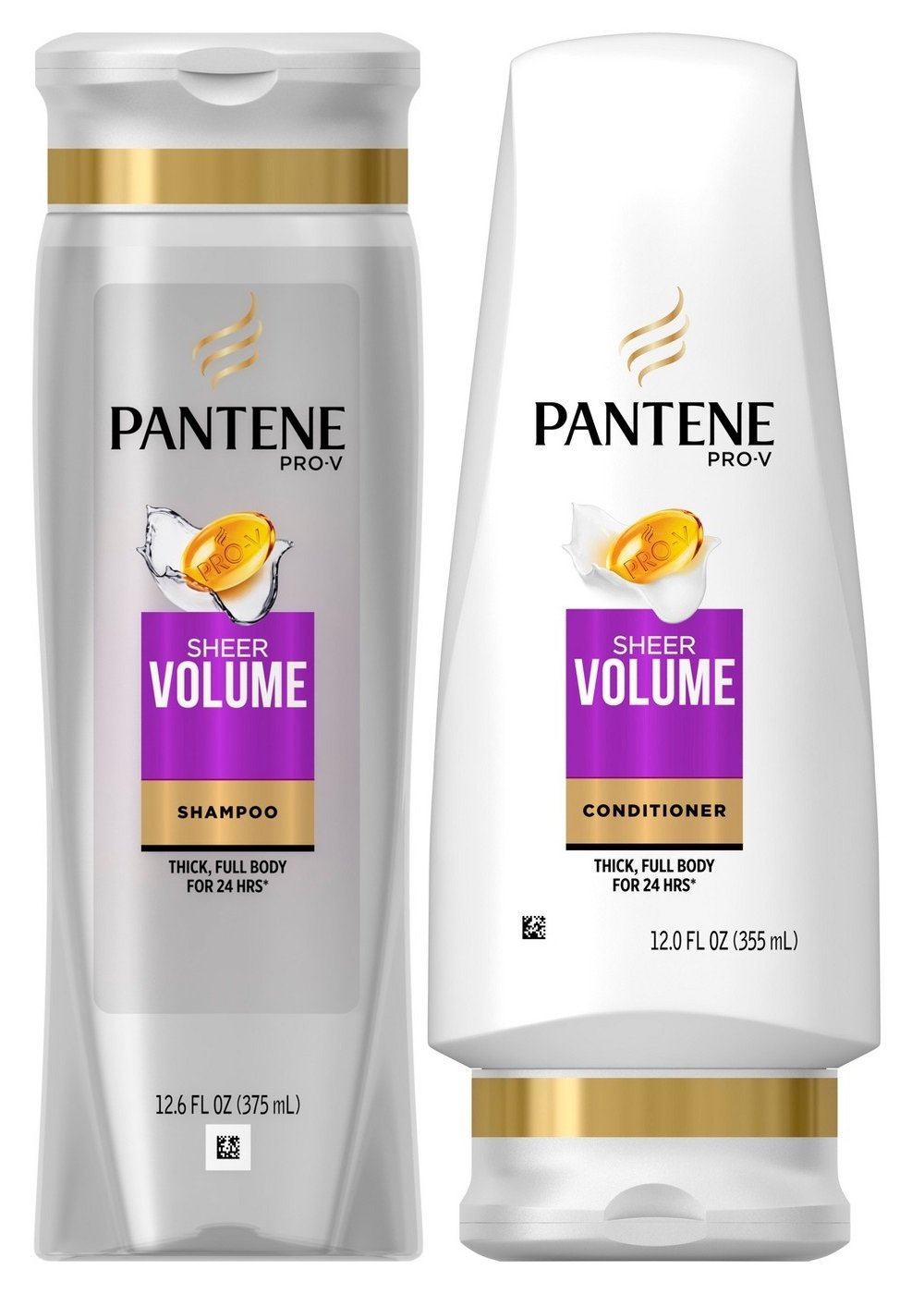 Pantene Pro-V front packaging showing bottles and volumizing benefit