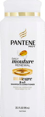 Pantene pump dispensing 2‑in‑1 gel demonstrating easy single‑bottle use