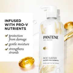 Pantene rice water shampoo texture on hand highlighting gentle lather