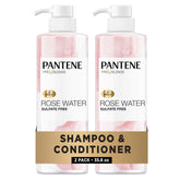 Pantene front packaging showing rose water scent and volume benefit