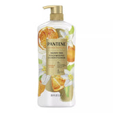 Pantene volumizing conditioner front packaging showing scent and size, promotes long-lasting value