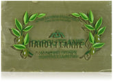 Papoutsanis olive oil soap front packaging showing six 250g bars and Mediterranean branding for value