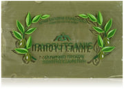 Papoutsanis olive oil soap front packaging showing six 250g bars and Mediterranean branding for value