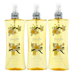 Parfums De Coeur bottle front packaging showing vanilla scent and convenient 3-pack benefit
