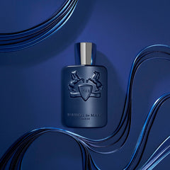 Parfums de Marly Layton bottle on dresser styling suggesting evening wear
