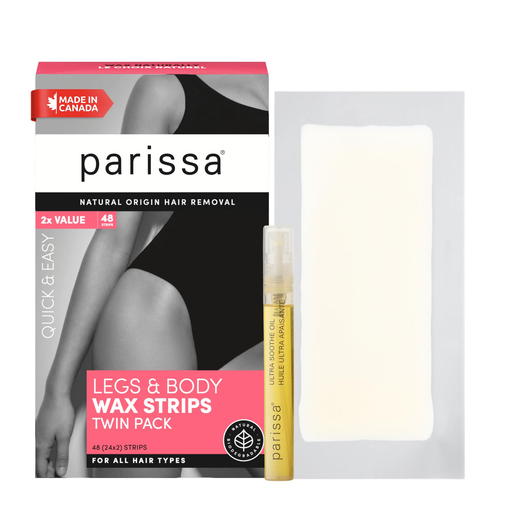 Parissa product front packaging showing ready-to-use wax strips and benefits