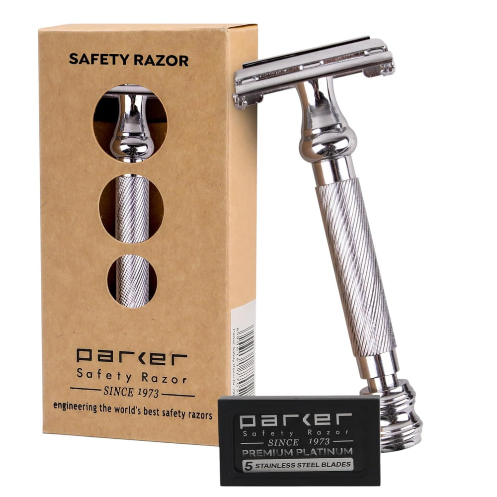 Parker 99R front view showing chrome finish and grooming benefit