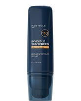 Particle front tube showing compact SPF 40 sunscreen for easy travel