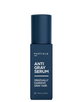 Particle front packaging shows product and benefits for gradual gray reduction