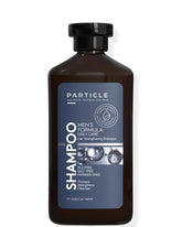 Particle shampoo front packaging showing bottle and label, promotes confidence