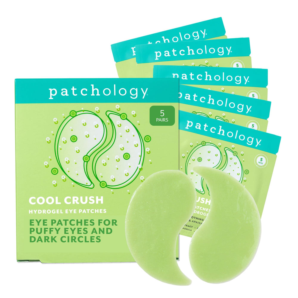 Patchology front packaging showing product and benefit of quick depuffing