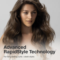 Paul Mitchell digital power base close-up showing temperature display and push-release stand benefit