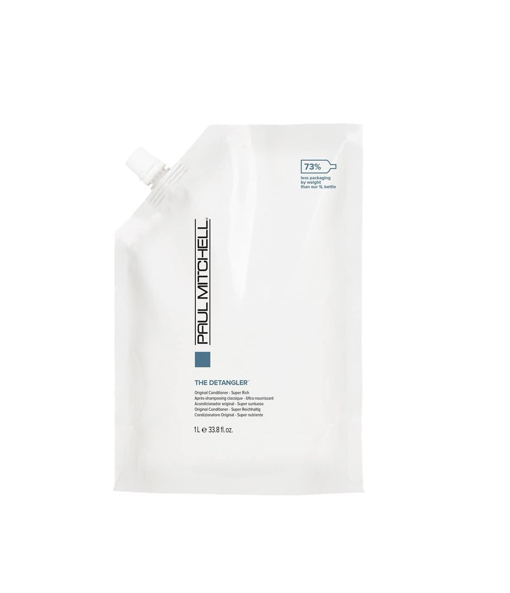 Paul Mitchell The Detangler refill pouch front view showing branding and size benefit