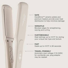 Paul Mitchell closeup of CeraShine ceramic plates highlighting smooth glide and shine boost