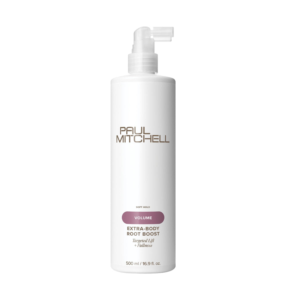 Paul Mitchell bottle front packaging showing product and benefit of volume