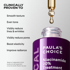 Paula's Choice close-up label highlighting niacinamide and key ingredients