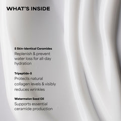Paula's Choice ingredient label close-up highlighting ceramides and peptide benefits