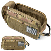 PAVILIA front view camo toiletry bag showing durable travel-ready design