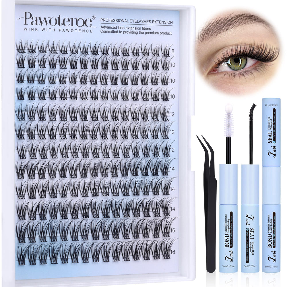 Pawotence front packaging showing complete lash cluster kit benefits