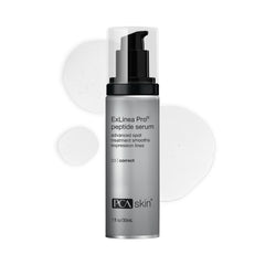 PCA SKIN front bottle showing serum and branding, promotes visible firming