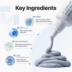 P.CALM cream applied on hand showing spreadability and instant hydration effect