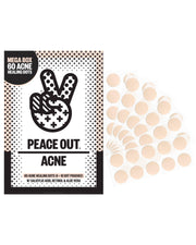 PEACE OUT front packaging showing 60 acne healing dots and benefits