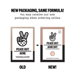 PEACE OUT single hydrocolloid dot close-up showing thin profile and discrete coverage