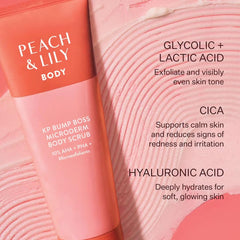 Peach & Lily ingredients label highlighting 10% AHA PHA blend and soothing actives