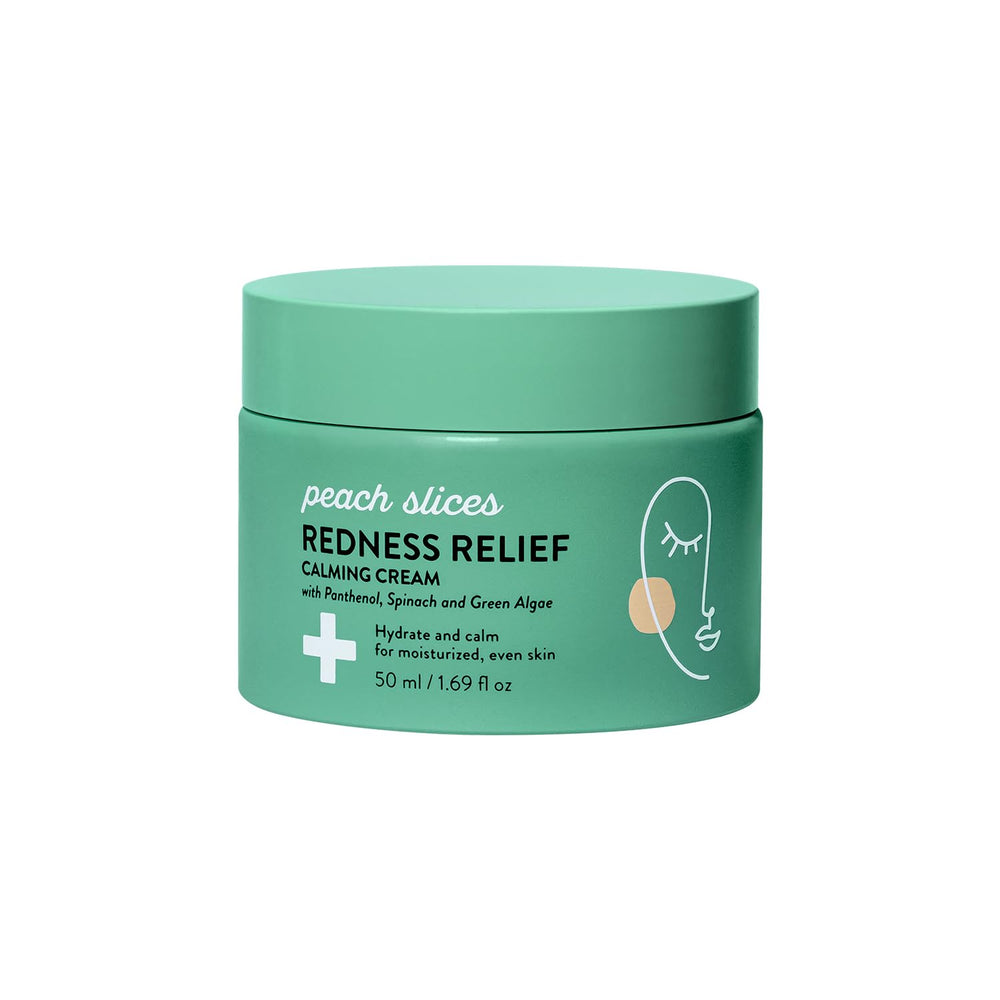 Peach Slices front jar showing product label and calming cream benefit