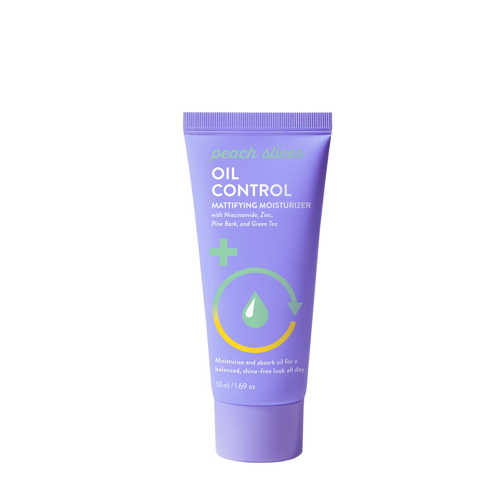Peach Slices front packaging showing matte moisturizer and clear labeling benefit