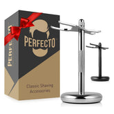 Perfecto chrome stand front view showing elegant storage and quick access
