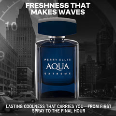 Perry Ellis cap and spray nozzle close-up for easy application benefit
