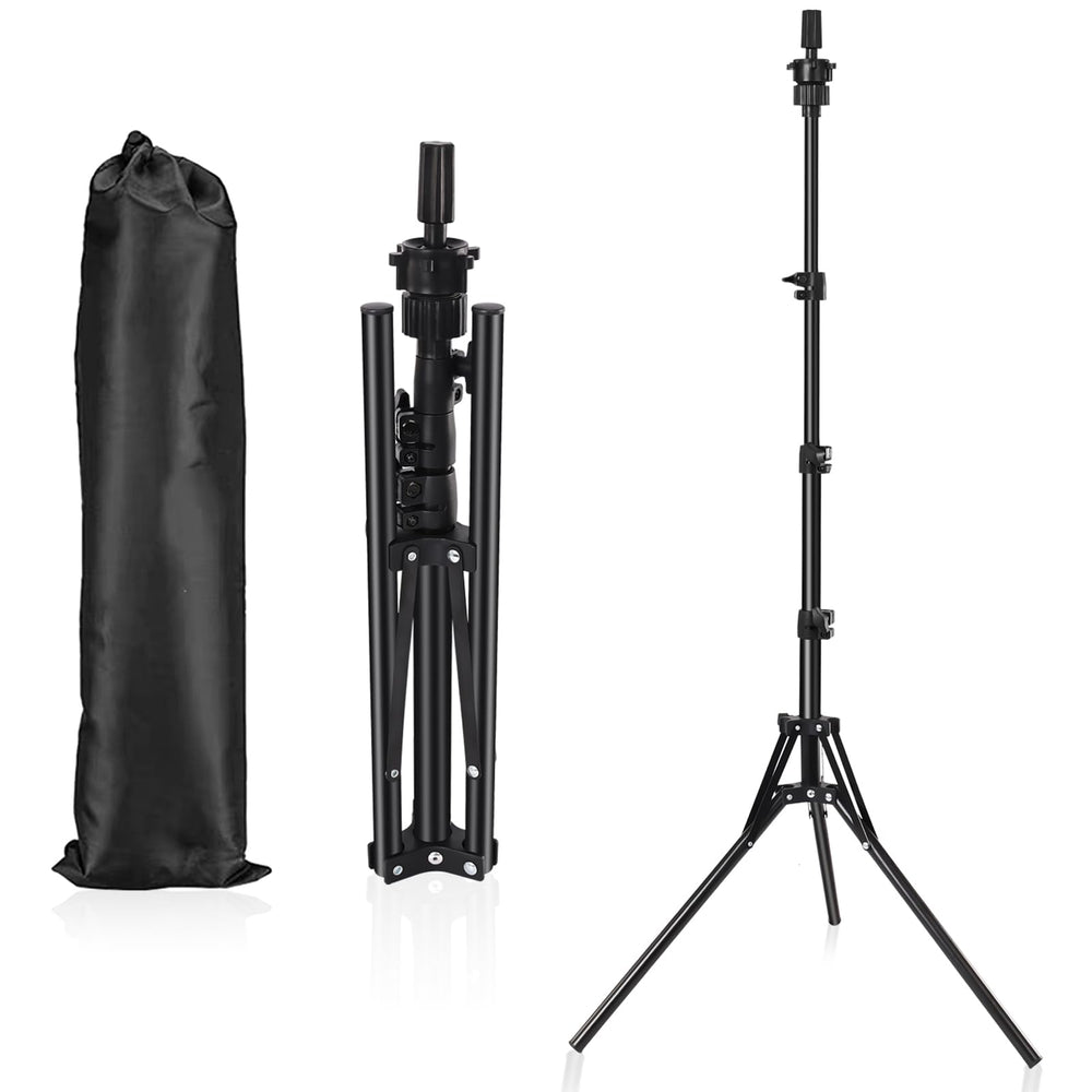 Pet Baby front view of metal mannequin head stand showing stability and professional finish