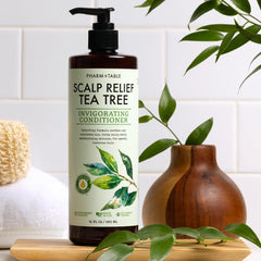 PHARM TO TABLE label detail focusing on Tea Tree and ingredient callouts