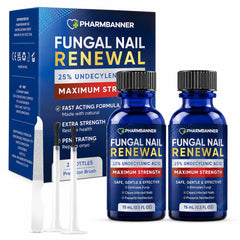 PHARMBANNER front packaging showing two-bottle kit and nail file for reliable care