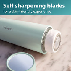 Philips Beauty mirror and full-circle LED light illuminating fine facial hair for precision