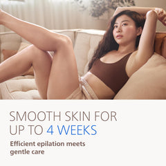 Philips ProGuide attachment on epilator demonstrating 360° visibility for accurate hair removal